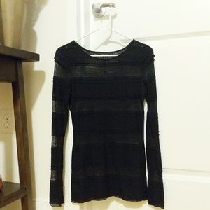 BCBG Max Horizontal Lace Stripe Top